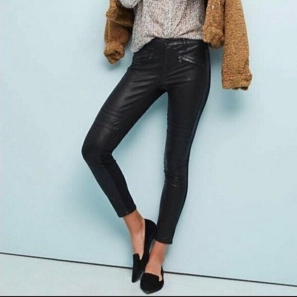 - Anthropologie Pilcro Leather Moto Pants